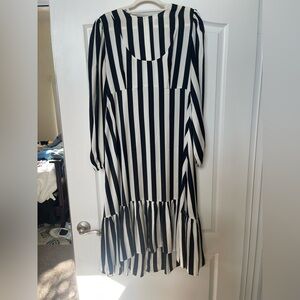 Making the Cut Black and White Striped Dress